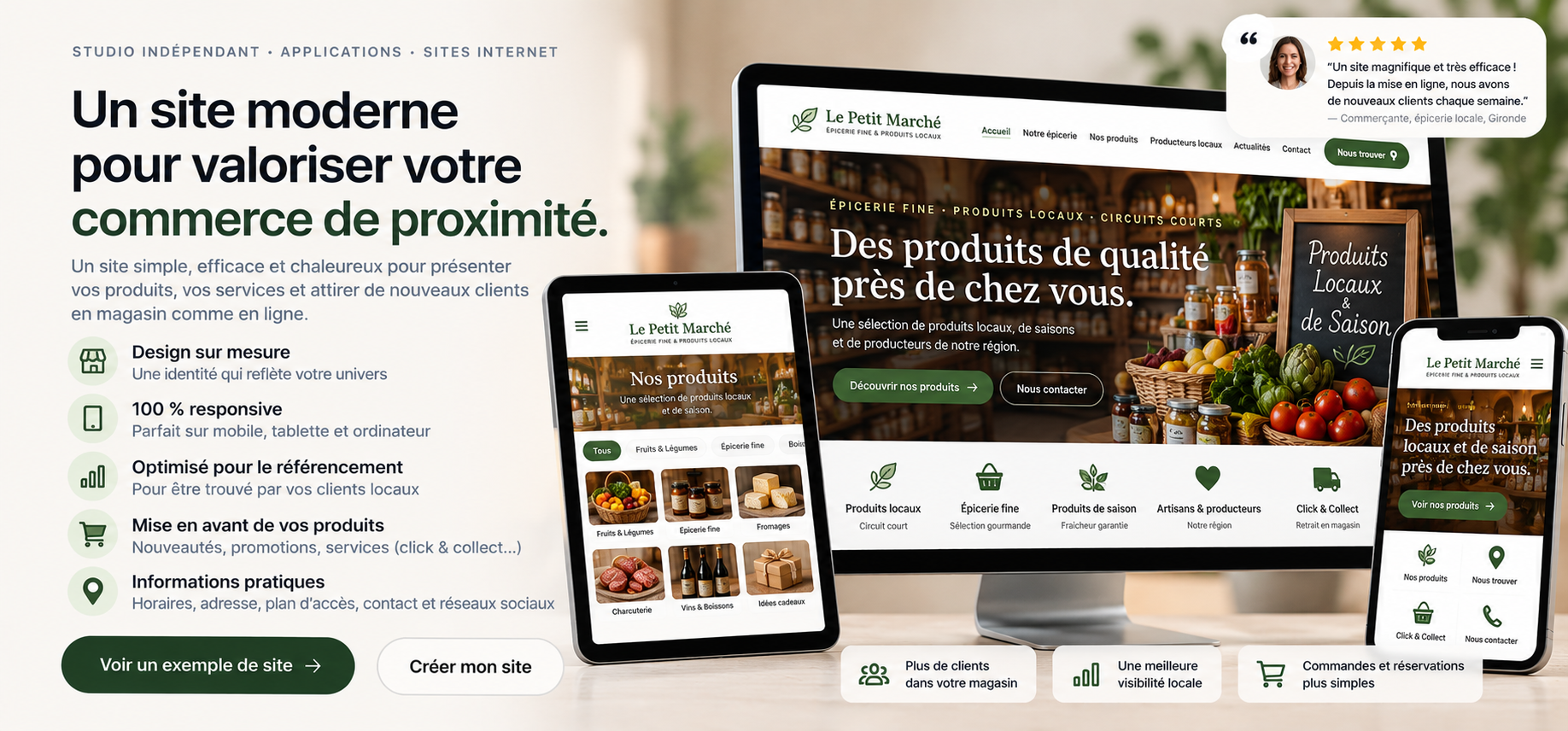 Concept de démonstration de site internet pour commerce de proximité